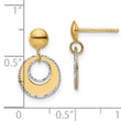 14K Two-tone Polished Textured Post Dangle Earrings