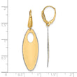 14K Two-tone Polished Textured Leverback Dangle Earrings