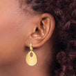 14K Two-tone Polished Textured Leverback Dangle Earrings
