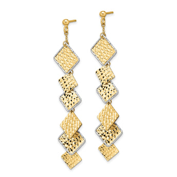 14K Two-tone Polished and Brushed D/C Post Dangle Earrings