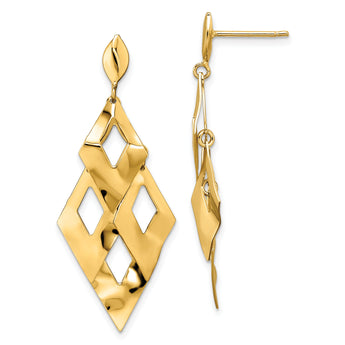 14k Polished and Brushed Post Dangle Chandelier Earrings