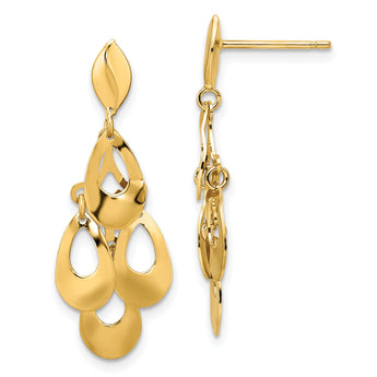 14k Polished and Brushed Post Dangle Chandelier Earrings