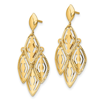 14k Polished D/C Post Dangle Chandelier Earrings
