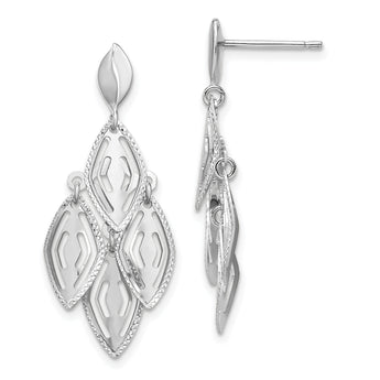 14k White Gold Polished D/C Post Dangle Chandelier Earrings