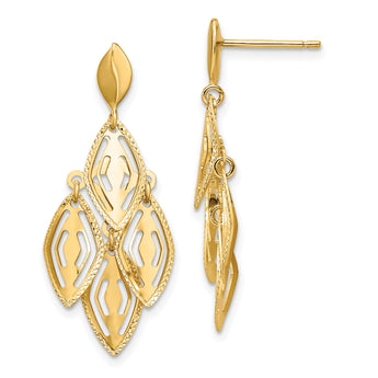 14k Polished D/C Post Dangle Chandelier Earrings