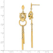 14k Polished Green Enamel Tiger Post Dangle Earrings