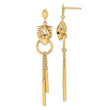 14k Polished Green Enamel Tiger Post Dangle Earrings