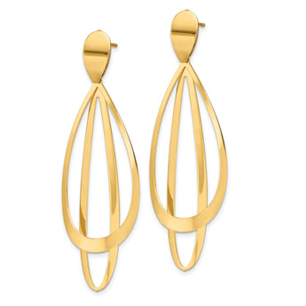 14k Polished and Brushed Post Dangle Earrings