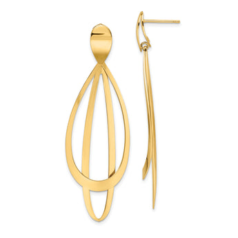 14k Polished and Brushed Post Dangle Earrings
