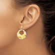 14k Two-tone Polished Textured Post Dangle Earrings