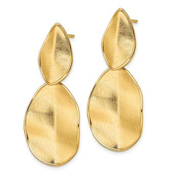 14k Polished Textured Post Dangle Earrings