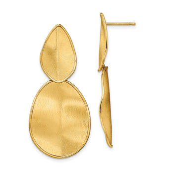 14k Polished Textured Post Dangle Earrings