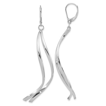 14K White Gold Polished Leverback Earrings