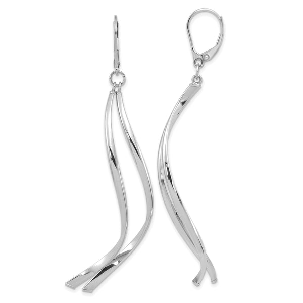 14K White Gold Polished Leverback Earrings