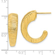 14k Polished Textured J-hoop Earrings