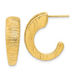 14k Polished Textured J-hoop Earrings