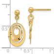 14K Polished Ovals Post Dangle Earrings
