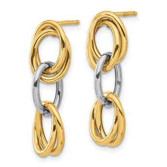 14K Two-tone Polished Ovals Dangle Earrings