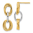 14K Two-tone Polished Ovals Dangle Earrings