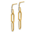 14K with White Rhodium Polished and Diamond-cut Link Dangle Earrin