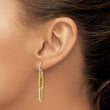 14K with White Rhodium Polished and Diamond-cut Link Dangle Earrin