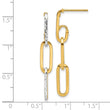 14K with White Rhodium Polished and Diamond-cut Link Dangle Earrin