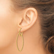 14K Polished and Twist Dangle Oval J-Hoop Earrings