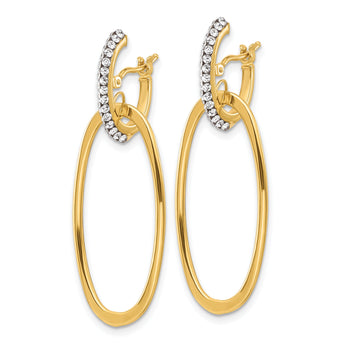 14K Polished Swarovski Crystals Oval Hoop Earrings