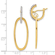 14K Polished Swarovski Crystals Oval Hoop Earrings