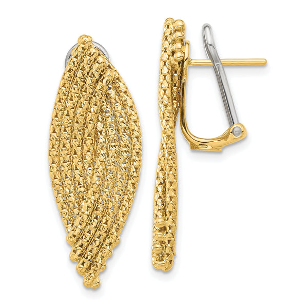 14K Woven Omega Back Drop Earrings