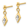 14K and White Rhodium Polished Post Dangle Earrings