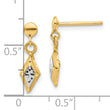 14K and White Rhodium Polished Post Dangle Earrings