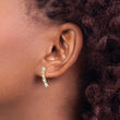 14K and White Rhodium Polished and Diamond-cut Post Earrings