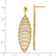 14K Polished and Textured Post Dangle Earrings