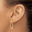 14K Polished CZ Oval Dangle Post Earrings