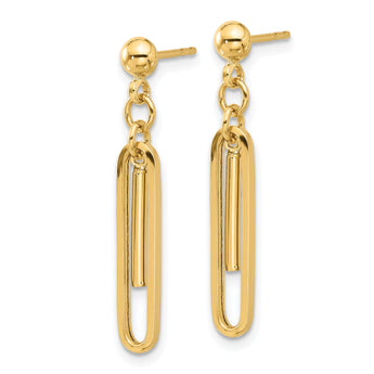 14K Polished Paperclip Dangle Earrings