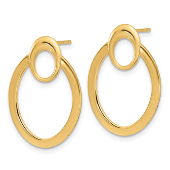 14K Polished Oval Drop Post Earrings