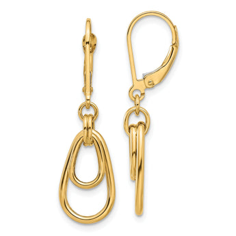 14K Polished Teardrop Dangle Leverback Earrings