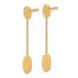 14K Polished Oval Discs Dangle Post Earrings