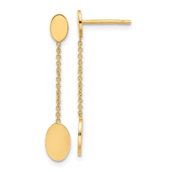 14K Polished Oval Discs Dangle Post Earrings