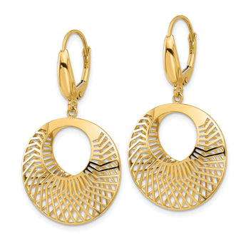 14K Polished Hollow Dangle Earrings