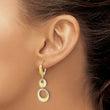 14K Two-tone Polished and Dia-cut Circles Dangle Leverback Earring