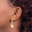 14K Two-tone Polished and Dia-cut Teardrop Dangle LeverbackEarring