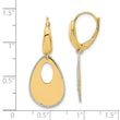 14K Two-tone Polished and Dia-cut Teardrop Dangle LeverbackEarring
