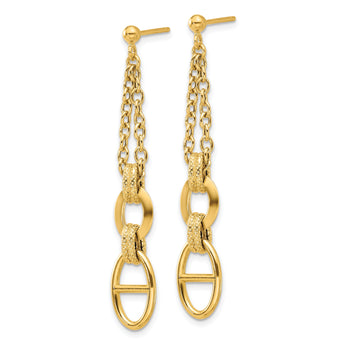 14K Polished and Textured Dangle Post Earrings