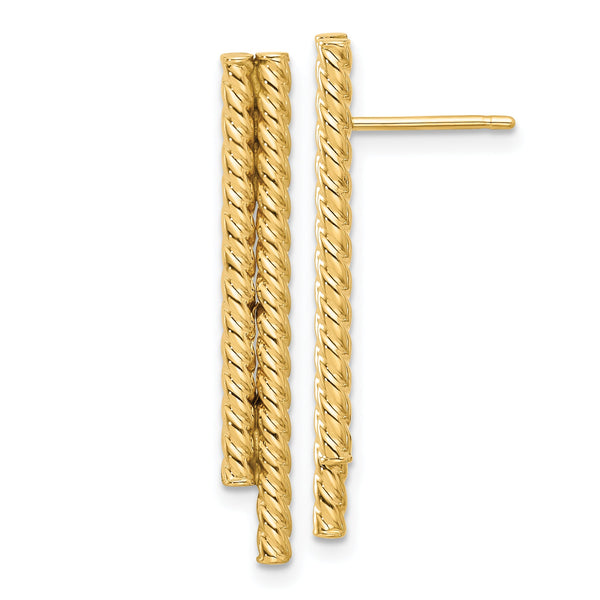 14K Polished Twisted Bar Post Earrings