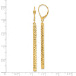 14K Polished and Diamond-cut Bar Dangle Leverback Earrings