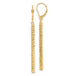 14K Polished and Diamond-cut Bar Dangle Leverback Earrings
