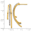 14K Polished with Crystals 3-Row Drop Post Earrings