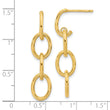14K Polished Triple Circle Link Dangle Post Earrings